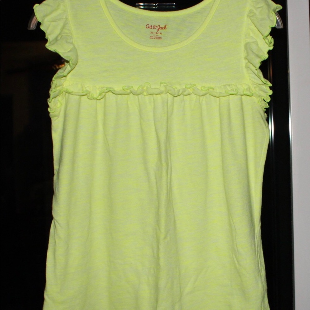 Cat And Jack S 14-16 Fluorescent Yellow Shirt
